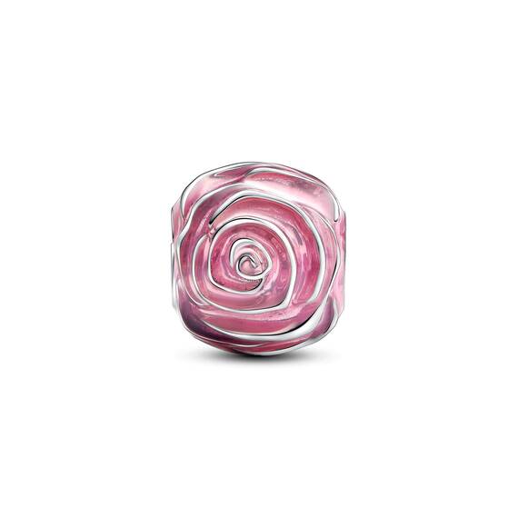 PANDORA Moments Rosafarbene Blühende Rose Charm aus Sterling Silber, Kompatibel Moments Armbändern, 793212C01