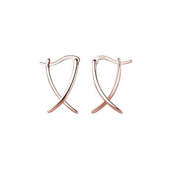 SLUYNZ 925 Sterling Silber X Creolen Ohrringe für Damen Minimalistische Creolen Ohrringe Huggie (C-Rose Gold)