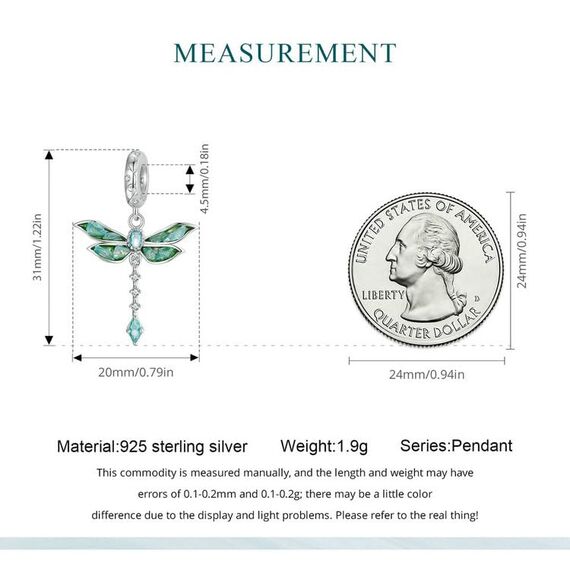 925 Sterling Silber Grüner Libellen charm anhänger für Pandora-Armbänder,Zirkonia-Bead-Charm-Schmuck geschenk für Frauen und Mädchen