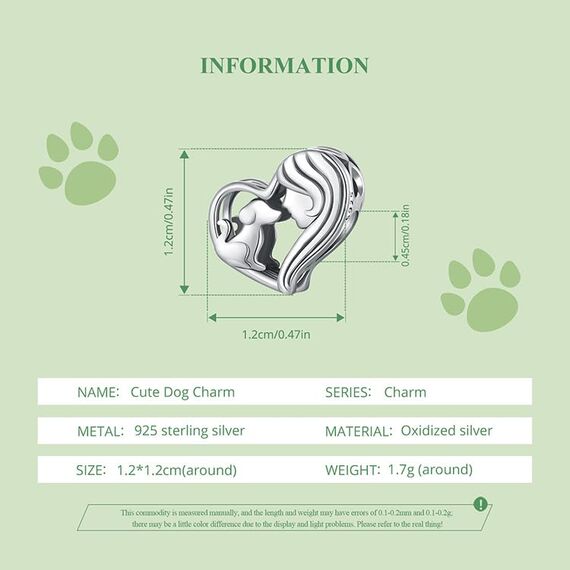 Mädchen und Hund Herz Charm für Pandora Armband, 925 Sterling Silber Haustier Herz Charms Anhänger für Damen Schmuck Geschenk