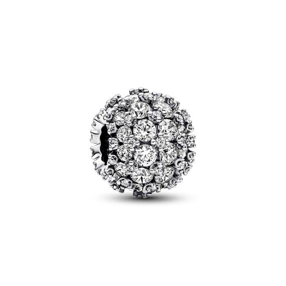 PANDORA Timeless Funkelndes Rundes Pavé-Charm mit Zirkonia Moments Collection, kompatibel Moments Armbändern, 792630C01