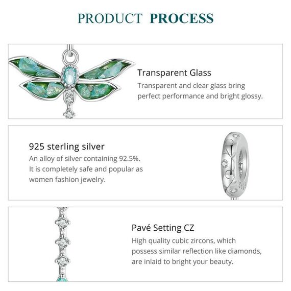 925 Sterling Silber Grüner Libellen charm anhänger für Pandora-Armbänder,Zirkonia-Bead-Charm-Schmuck geschenk für Frauen und Mädchen