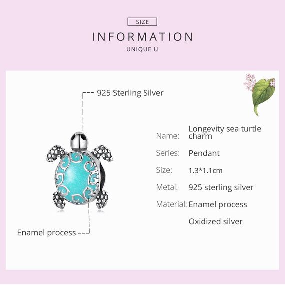 Schildkröte Charms Anhänger für Pandora Armband-925 Sterling Silber Langlebigkeit Schildkröte Charm Bead