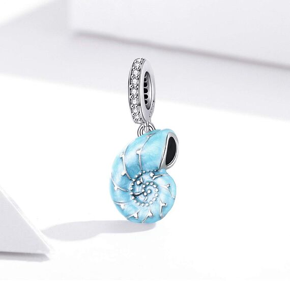 925er Sterling silber Charm für Pandora Armband, Blauer Muschel-Anhänger, Schmuckgeschenk für Damen & Mädchen
