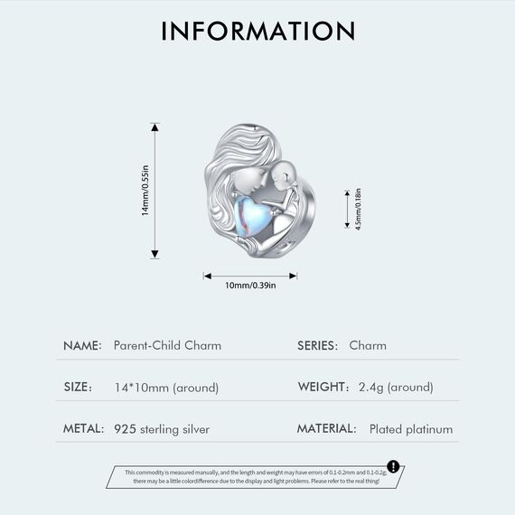 925 Sterling Silber Mutter und Tochter Mondstein Charms anhänger für Pandora Armbänder,Schmuck Geschenk für Frauen Mädchen