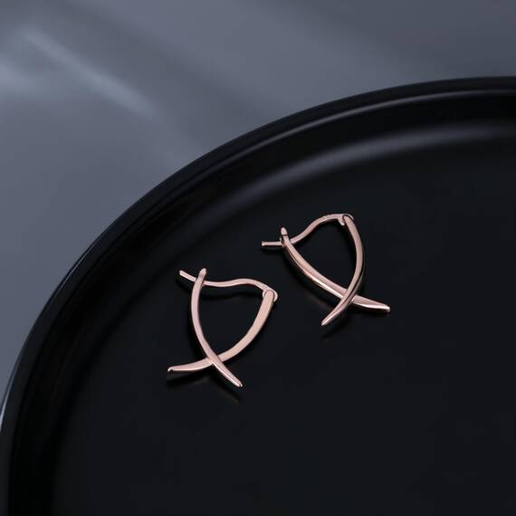 SLUYNZ 925 Sterling Silber X Creolen Ohrringe für Damen Minimalistische Creolen Ohrringe Huggie (C-Rose Gold)