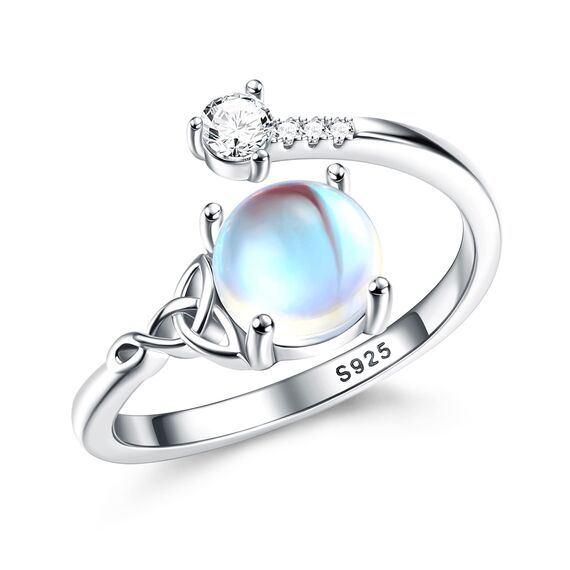 MILACOLATO Ring Silber 925 Damen Mondstein Ring Verstellbar Mondstein Ringe Silber Vintage Ringe Frauen Keltisches Dreieck Zirkonia Rings Oval Rund Herz Edelstein Rings Schmuck Für Sie Mit Geschenkbox