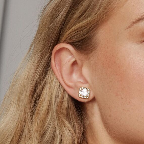 DOCHAIS Ohrringe Gold Silber 925 Ohrstecker Damen Herren 14 Karat Vergoldet Gold Silber Ohrstecker 925 Set Hypoallergene Zirkonia Ohrringe 6-10 mm, Schmuck Geschenke für Frauen Männer