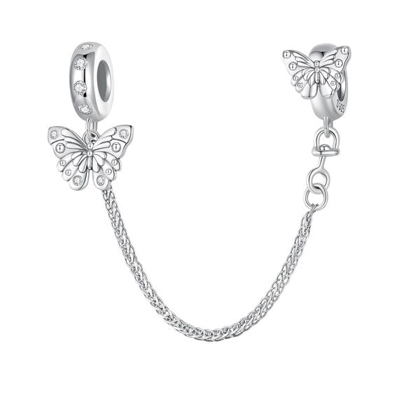 Schmetterling Sicherheitskette für Pandora Armbänder, 925 Sterling Silber Clip Lock Stopper Bead Charms, Schmuck geschenk für Frauen Mädchen