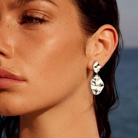 Chriscoco Ohrringe Silber 925 Hängend Ohrringe Silber Damen 925 Hypoallergene 14K Vergoldete Tropfen Ohrring Lange Statement Ohrring