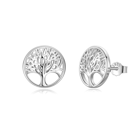 Lydreewam Lebensbaum Ohrringe für Damen 925 Sterling Silber Baum des Lebens Ohrstecker für Geburtstag Muttertag Weihnachten, Durchmesser 12mm
