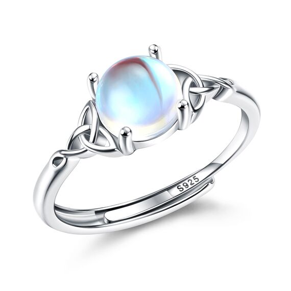MILACOLATO Ring Silber 925 Damen Mondstein Ring Verstellbar Mondstein Ringe Silber Vintage Ringe Frauen Keltisches Dreieck Zirkonia Rings Oval Rund Herz Edelstein Rings Schmuck Für Sie Mit Geschenkbox