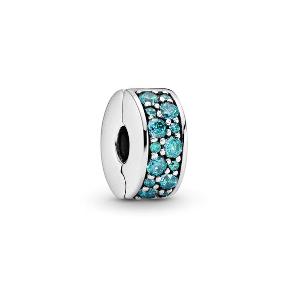 PANDORA Moments Petrolfarbener Pavé-Clip Sterling Silber, Cubic Zirconia 791817MCZ