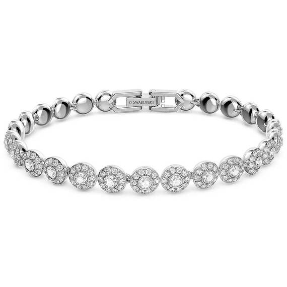 Swarovski Una Angelic Armband, Rund, Weiss, Rhodiniert