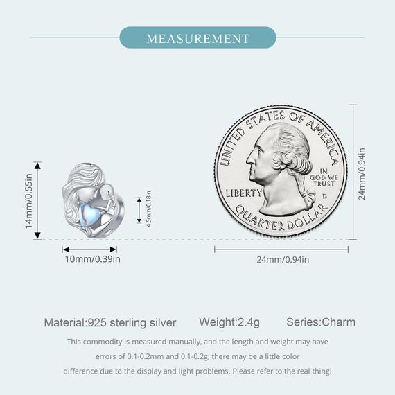 925 Sterling Silber Mutter und Tochter Mondstein Charms anhänger für Pandora Armbänder,Schmuck Geschenk für Frauen Mädchen