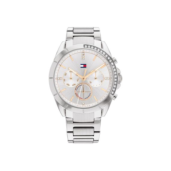 Tommy Hilfiger Multi Zifferblatt Quarz Uhr für Damen mit Silbernes Edelstahlarmband - 1782384