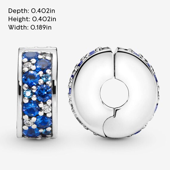 PANDORA Moments Blauer Pavé-Clip Sterling Silber, Cubic Zirconia 791817NSBMX