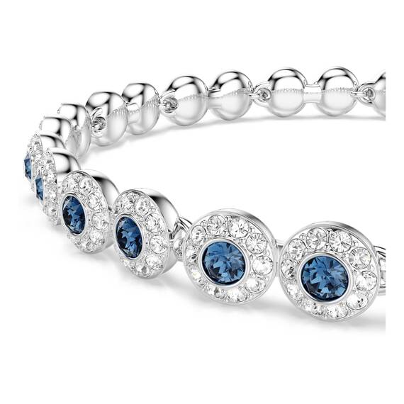 Swarovski Una Angelic Armband, Rhodiniertes Damenarmband mit Blauen Kristallen und Weißem Kristallpavé, Mit Faltverschluss, Armbandlänge: 16.5-19 cm, Armbandbreite: 0.6 cm