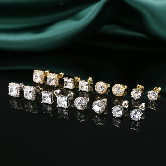 Dochais Clearance Outlet S925 Silber Ohrstecker Ohrringe Damen Herren Hypoallergene Ohrstecker Zirkonia Ohrringe Gold