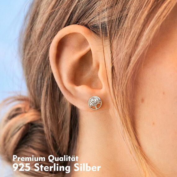 Lydreewam Lebensbaum Ohrringe für Damen 925 Sterling Silber Baum des Lebens Ohrstecker für Geburtstag Muttertag Weihnachten, Durchmesser 12mm