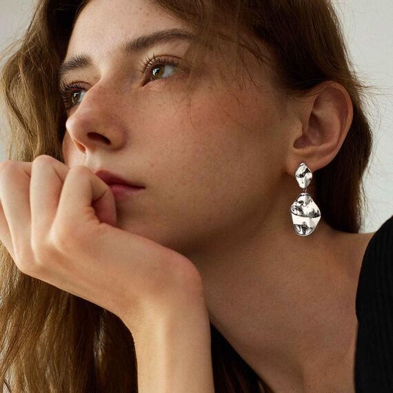 Chriscoco Ohrringe Silber 925 Hängend Ohrringe Silber Damen 925 Hypoallergene 14K Vergoldete Tropfen Ohrring Lange Statement Ohrring