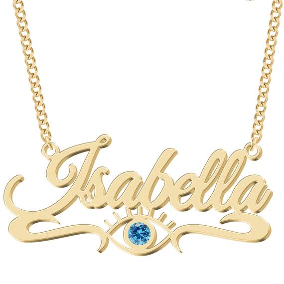 UMAGICBOX Personalisierte Nazar-Halskette mit Name/Wort - Maßgeschneidertes Evil Eye Namensschild - Edelstahl/Silber/Gold/Roségold - Tolles Geschenk für Sie zum Geburtstag oder Weihnachten
