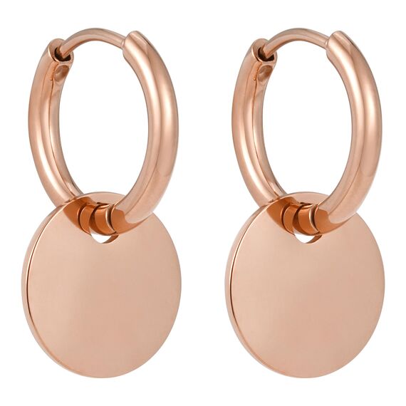 BONNYBIRD® Creolen mit Anhänger Rosegold Boho Ohrringe Damen Edelstahl Plättchen Klein Hängend Frauen Wasserfest Schmuck Vergoldet Goldschmuck Hypoallergen Chirurgenstahl Nickelfrei Sommer