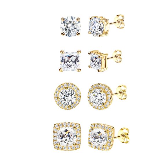 Dochais Clearance Outlet S925 Silber Ohrstecker Ohrringe Damen Herren Hypoallergene Ohrstecker Zirkonia Ohrringe Gold