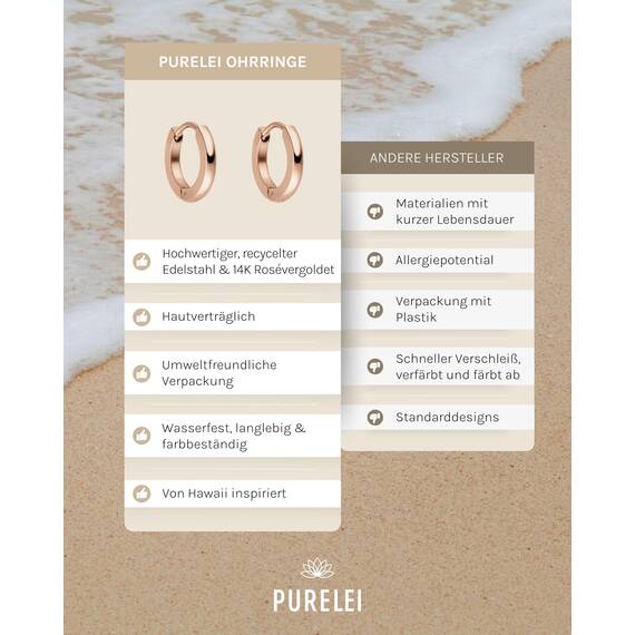 Purelei Ike Ohrringe (Roségold) – Damenohrringe aus langlebigem Edelstahl – Wasserfeste Ohrringe Damen – 1,4 cm Durchmesser – Modeschmuck für deinen individuellen Look