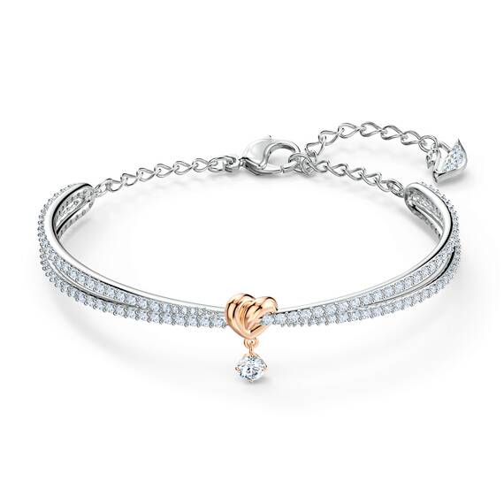 Swarovski Lifelong Heart Armreif, Herz, Weiß, Metallmix