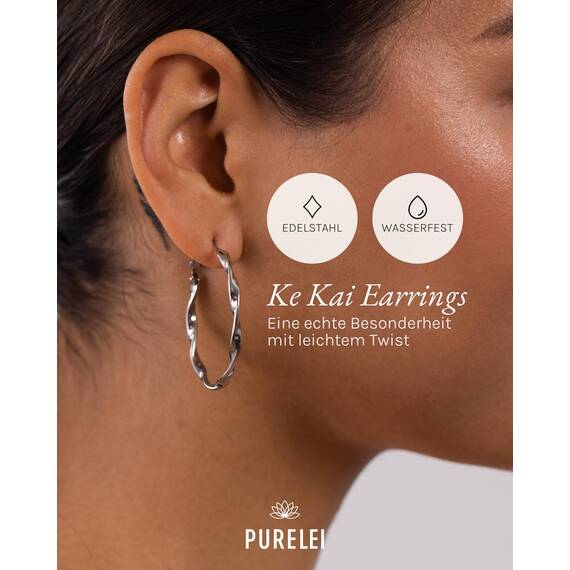 Purelei Ke Kai Ohrringe (Silber) – Damenohrringe aus langlebigem Edelstahl – Wasserfeste Ohrringe Damen – 4,2 cm Durchmesser – Modeschmuck für deinen individuellen Look