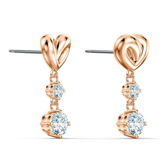 Swarovski Lifelong Heart Drop-Ohrhänger, Herz, Weiß, Roségold-Legierungsschicht