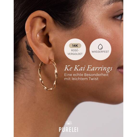 Purelei Ke Kai Ohrringe (Rosegold) – Wasserfeste Damenohrringe aus langlebigem Edelstahl – Ohrringe Damen 4,2 cm Durchmesser – Modeschmuck für deinen individuellen Look