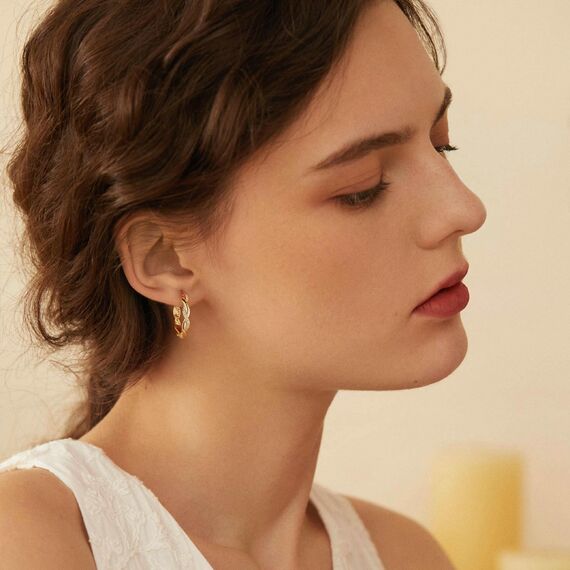 Ohrringe Silber 925 Creolen Für Damen | Gedrehte Zirkonia Creolen, Silber & 14K Vergoldet | Funkelnd, Leicht, Hypoallergen