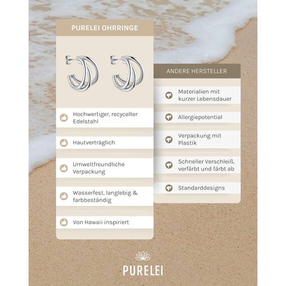 Purelei Eono Ohrringe (Silber) – Damenohrringe aus langlebigem Edelstahl – Wasserfeste Ohrringe Damen – 2 cm Durchmesser – Modeschmuck für deinen individuellen Look
