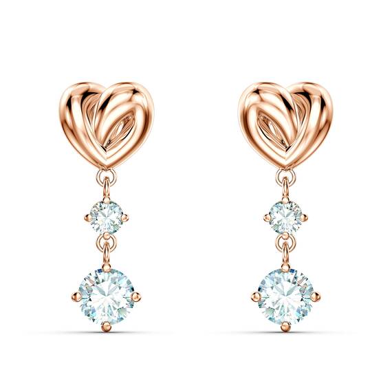 Swarovski Lifelong Heart Drop-Ohrhänger, Herz, Weiß, Roségold-Legierungsschicht