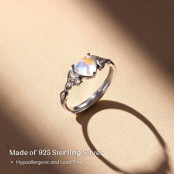 MILACOLATO Ring Silber 925 Damen Mondstein Ring Verstellbar Mondstein Ringe Silber Vintage Ringe Frauen Keltisches Dreieck Zirkonia Rings Oval Rund Herz Edelstein Rings Schmuck Für Sie Mit Geschenkbox