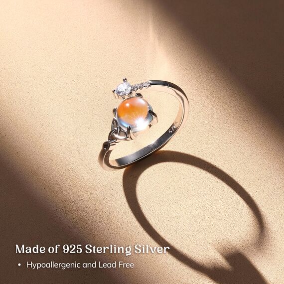 MILACOLATO Ring Silber 925 Damen Mondstein Ring Verstellbar Mondstein Ringe Silber Vintage Ringe Frauen Keltisches Dreieck Zirkonia Rings Oval Rund Herz Edelstein Rings Schmuck Für Sie Mit Geschenkbox