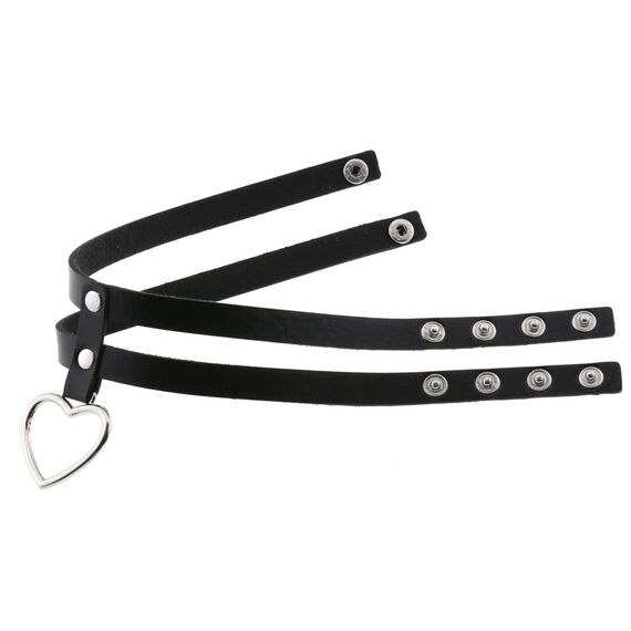 JewelryWe Schmuck Damen Choker Halsband Leder Halskette Gothic Punk Herz Zweischichtig Collier Kette mit Herz Anhänger verstellbare Kragen Halsketten für Frauen Mädchen Schwarz