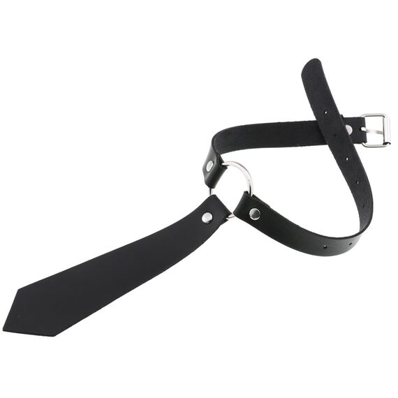JewelryWe Schmuck Damen Choker Halsband Leder Halskette Sexy Punk O-Ring Krawatte Schlips Kragen Kette verstellbare Schnalle Halsketten für Frauen Mädchen Schwarz