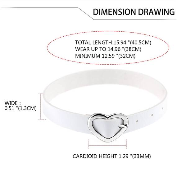 JewelryWe Schmuck Damen Choker Halsband Leder Halskette Gothic Punk Lolita Herz Collier Kette verstellbare Schnalle Kragen Halsketten für Frauen Mädchen Weiß