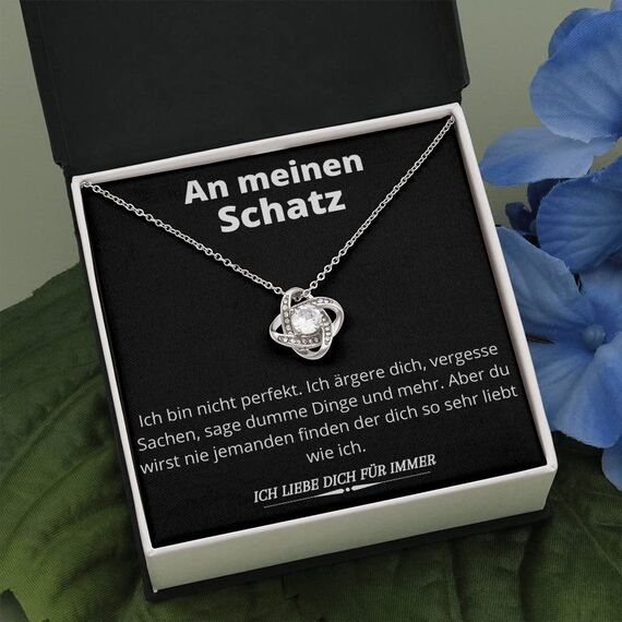 Geschenke für Freundin - An Meinen Schatz Kette, Edle Halskette für Damen 14 Karat Weißgold Beschichtet, Jahrestag, Geburtstag Geschenk