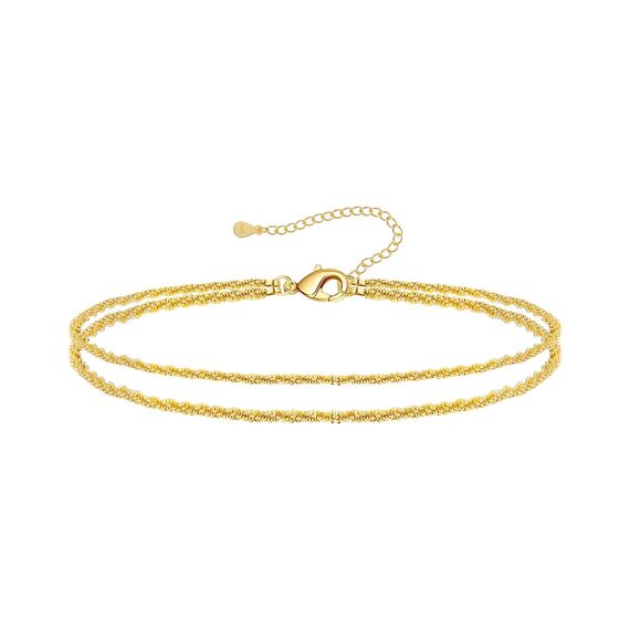 Kenivira Gold Fußkettchen für Frauen, 18K Gold zierlich geschichtet wasserdicht Fußkettchen für Frauen einstellbar, Strand Knöchel Armbänder für Damen
