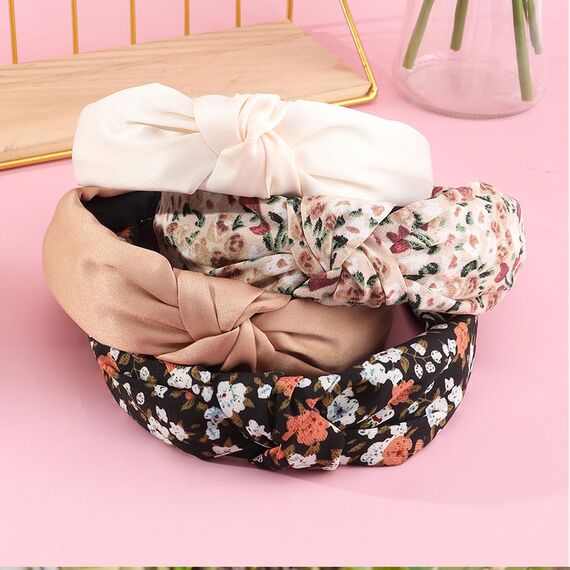 Kotkiddy 4 Stück Haarreifen Damen, Haarreif, Boho Womens Stirnbänder Mode, Headband knoten Warp,Knoten stirnband trendy, Haarbandhaarzubehör