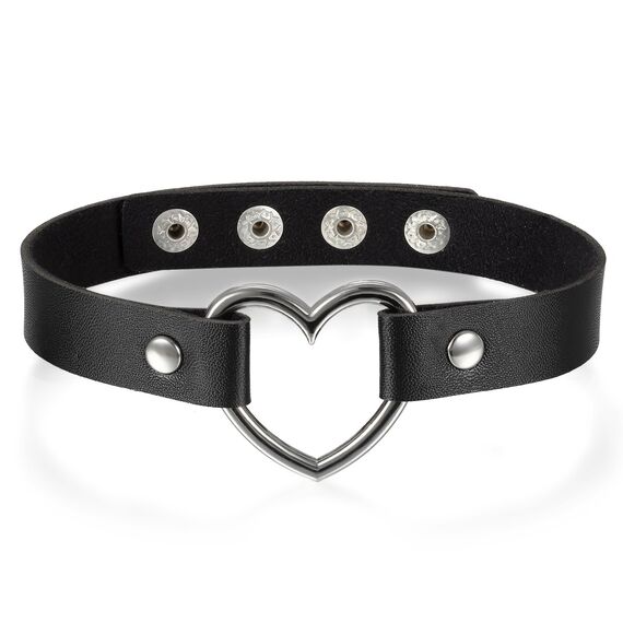 JewelryWe Schmuck 6pcs Set Damen Choker Halsband Halskette, Leder Legierung 33-40cm Erstellbare Punk Lolita Herz Collier Kette, 6 Farben