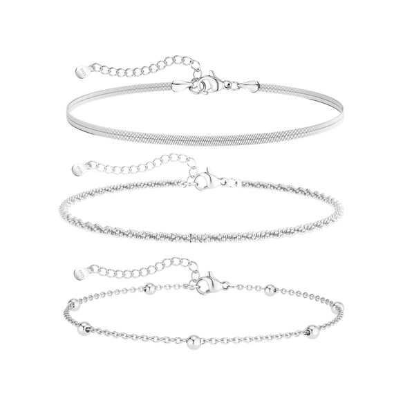 Kenivira Sterling Silber Fußkettchen für Frauen, zierlich geschichtet wasserdicht, Strand Fußkettchen für Damen