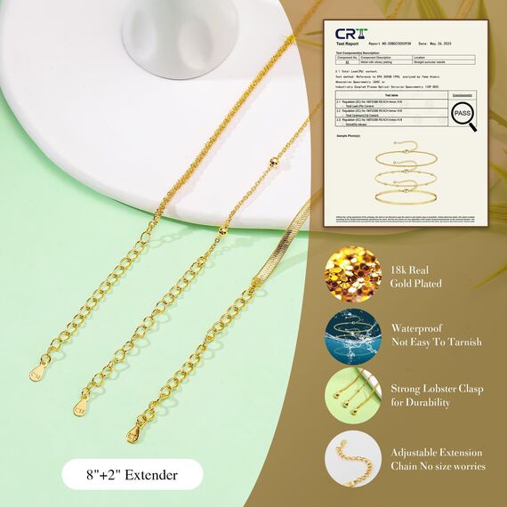 Kenivira Gold Fußkettchen für Frauen, 18K Gold zierlich geschichtet wasserdicht Fußkettchen für Frauen einstellbar, Strand Knöchel Armbänder für Damen