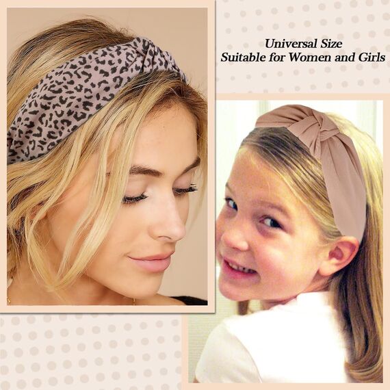 Kotkiddy 4 Stück Stirnbänder für Damen, Rutschfest, Modisch, Damen-Stirnbänder für Haare, süßes Haarband für Damenhaare(Leopardenmuster und Herzmuster in Rosa)