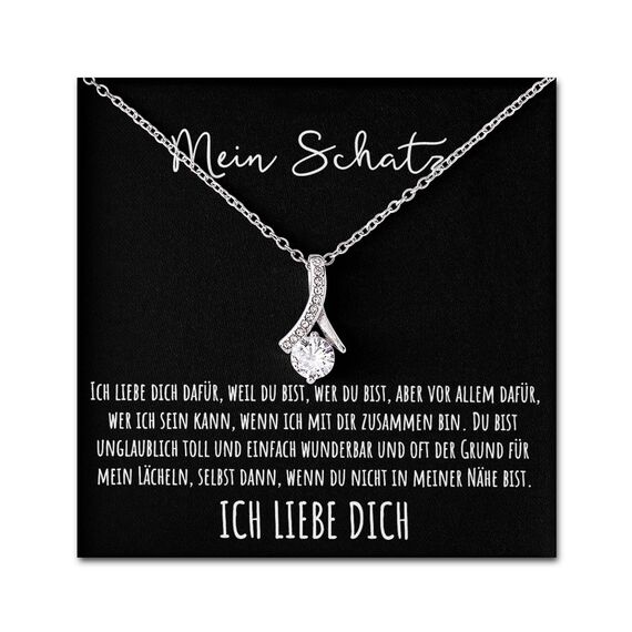 BYLITZ An meinen Schatz Kette mit Karte Herzkette mit LED Box und Spruch Halskette Damen Jahrestag Geschenk für Sie Frau Partnerin Freundin Verlobte Geburtstag Weihnachten (LED Box - Schlaufe)