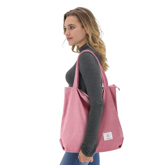 KALIDI cord Tasche Damen Umhängetasche mit Reißverschluss,Groß Shopper Tasche Tote Bag Handtasche Schultertaschen für Arbeit Büro Reisen Einkaufen Schule und Alltag